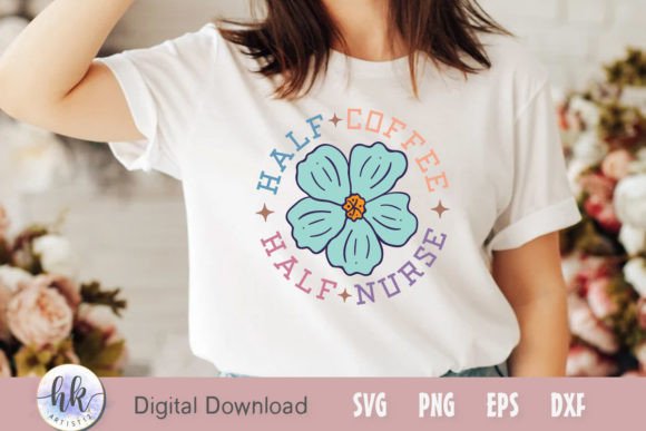 Half Coffee Half Nurse Retro SVG for Crafts Graphics