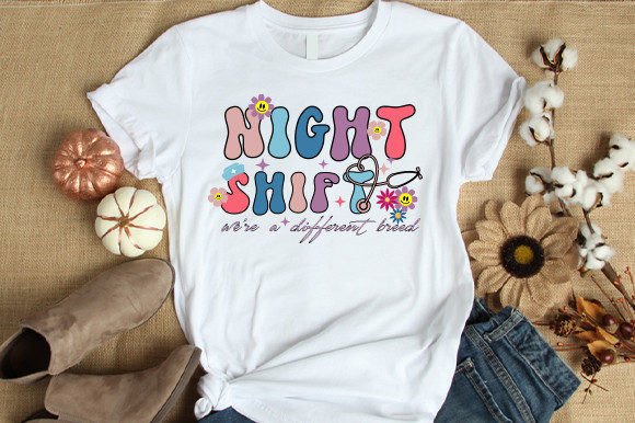 Retro Night Shift Nurse Sublimation Graphics for Crafts